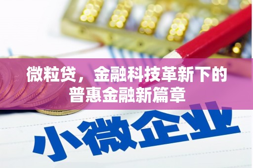 平度微粒贷，金融科技革新下的普惠金融新篇章