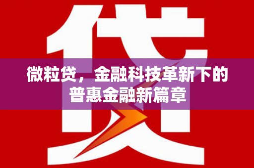 平度微粒贷，金融科技革新下的普惠金融新篇章