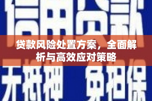 平度贷款风险处置方案，全面解析与高效应对策略