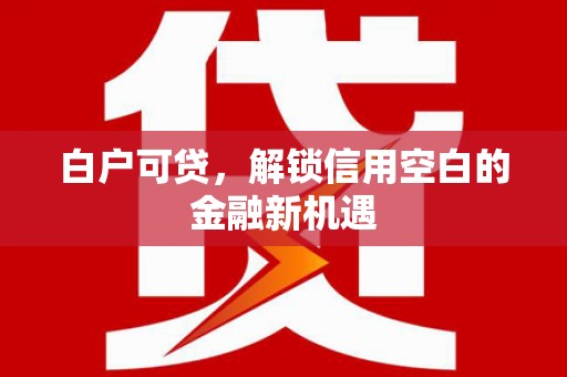 平度白户可贷，解锁信用空白的金融新机遇
