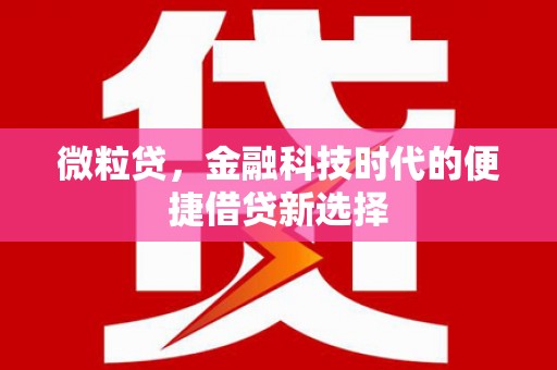 平度微粒贷，金融科技时代的便捷借贷新选择